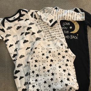 Set of four 0-6 month sleep gowns